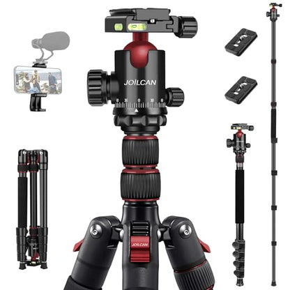 JOILCAN 81" Tripod for Camera Phone, 83" Aluminum Camera Tripod Monopod | Tall DSLR Tripod with 360° Ball Head, Heavy Duty Travel Tripod for Binoculars Spotting Scope Telescope, Payload 35lb - color: Rose