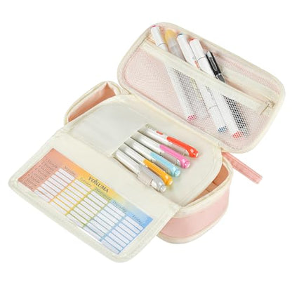 YOKUMA Cute Pencil Case for Girls Big Capacity Pencil Pouch Bag Box,Pink | Expandable,Cute,Durable Zipper,Lightweight,Aesthetic,Back to School Supplies Gift for Kids Students College Adults Preppy - color: Pink