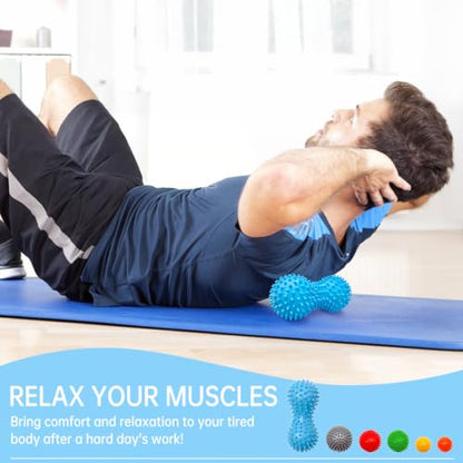6-Pack Spiky Massage Balls Set, Hard Medium Soft Massage Ball for Feet