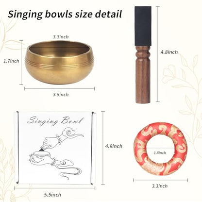 Kmise Tibetan Singing Bowls Set- Handmade in Nepal Meditation Sound Bowls for Yoga, Meditation, Mindfulness, Healing and Chakra Balancing, Stress Relief (3.5', World Tree) - color: 3.5inch World Tree