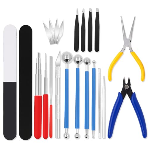 Mandala Crafts 23 PC Model Building Hobby Tools Kit for Plastic Miniatures | Pliers, Clipper, Knife, Bending, Winding, Twisting Rod for Plastic, Mecha, Scale Kits, Aircraft, Tanks, Ships, Cars, Metal - style: 3D Metal Model Tool 25 PCs
