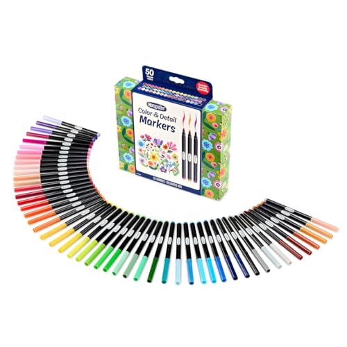 Crayola Color & Detail Marker Set (50ct) Drawing Markers for Adults, Art Markers, Graphic & Fine Tip, Gift for Teens & Adults - size: 1 Count (Pack of 1), style: Color & Detail
