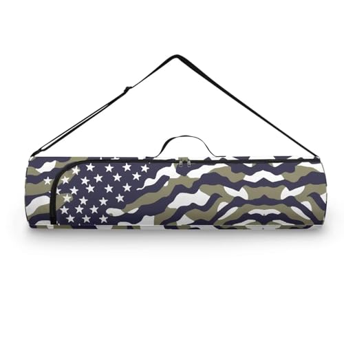 Yoga Mat Bag for Women & Men Full-Zip Yoga Mat Carrier Bag for Class Workout Park with Adjustable Strap - color: Camouflage American Flag