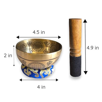 4.5 Inch Superfine Handmade Singing Bowl Set - Includes Mallet, Cushion & Gift Box – Premium Singing Bowl Set for Yoga, Relaxation & Mindful Living - Made in Nepal