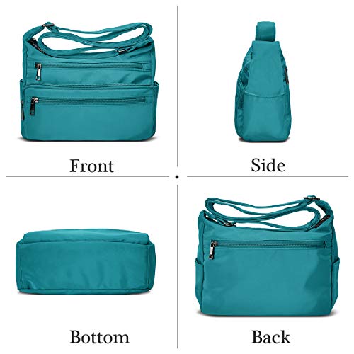 VOLGANIK ROCK RFID Purses for Women Fabric Nylon Multi Pocket Crossbody Bag Ladies Travel Handbag - color: Lake Blue, size: Standard