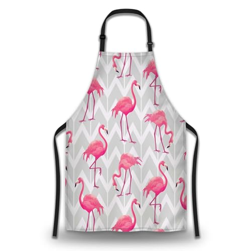 Garden Apron for Men Flamingo Cute Aprons for Women for Kitchen Cooking Restaurant BBQ Painting Crafting Gardening 27” (W) x 31” (H), Waterproof Apron - color: Flamingo
