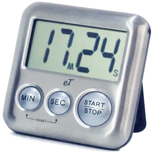 Elegant Digital Kitchen Timer Stainless Steel - Loud Alarm - Model Silver - color: Silver