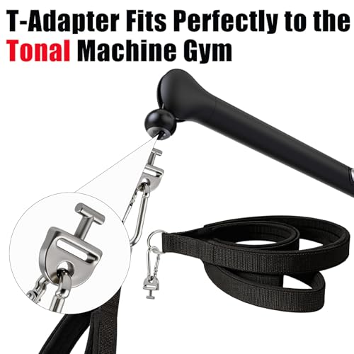 Pilates Loops Compatible with Tonal Smart Home Gym, Double Loop Soft Lined Pilates Straps with T Lock Adapter, W/Snap Hooks - color: Black