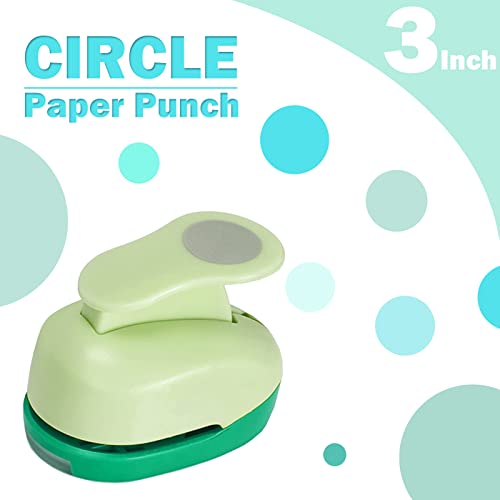 Circle Punch 3 Inch Craft Hole Punch - Large Circles Craft Punch Green Handmade Big Paper for Crafting Scrapbooking Cards Gift Wrapping Albums Photos Office Supplies