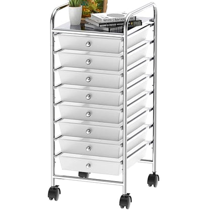 Simple Houseware 8 Drawers Rolling Utility Cart Art Craft Storage, Chrome - color: Chrome, size: 8 Drawers