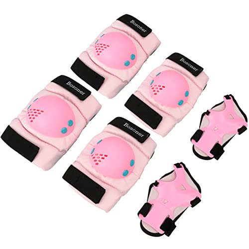 BOSONER Kids/Youth Knee Pad Elbow Pads for Roller Skates Cycling BMX Bike Skateboard Inline Rollerblading, Skating Skatings Scooter Riding Sports - color: Pink, size: Small (3-7 years)
