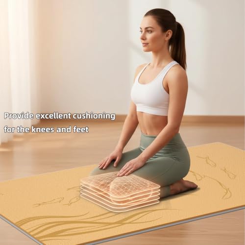 Extra Wide Yoga Mat 76"x40"x10mm TPE Non-Slip Fitness Exercise Mat - color: Orange + Grey