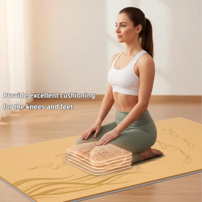 Extra Wide Yoga Mat 76"x40"x10mm TPE Non-Slip Fitness Exercise Mat - color: Orange + Grey