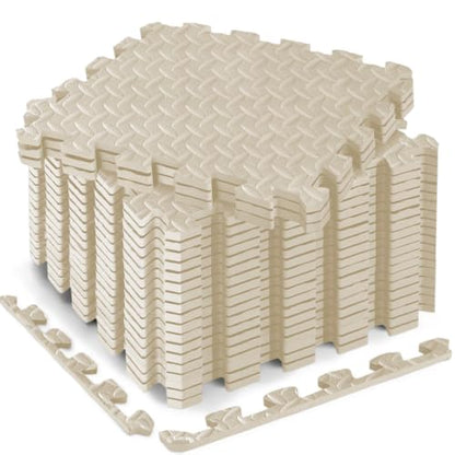 18 Pcs EVA Foam Floor Tiles, Puzzle Exercise Mat Set for Gym - color: Beige