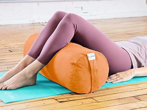 Sol Living Yoga Bolster Pillow for Restorative Yoga, 100% Cotton Meditation Cushion, Extra Firm Support Bolster for Yoga Body Pillow with Removable Washable Cover and Carry Handle