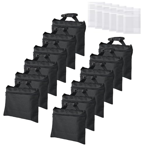12 Packs Sandbags with 12 PE Bags, Heavy Duty Sand Bags, Sand Bags for Weight with Zipper and Buckle Straps for Support Light Stand, More 2/4/6/8/10/12 Packs Sand Bag to Choose. - size: 12 PCS