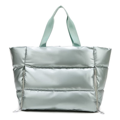 Large Puffer Tote Bag for Women, Quilted Gym Bag with Yoga Mat Holder, Travel Duffle, Waterproof Carry on Weekender Bag (green) - color: green