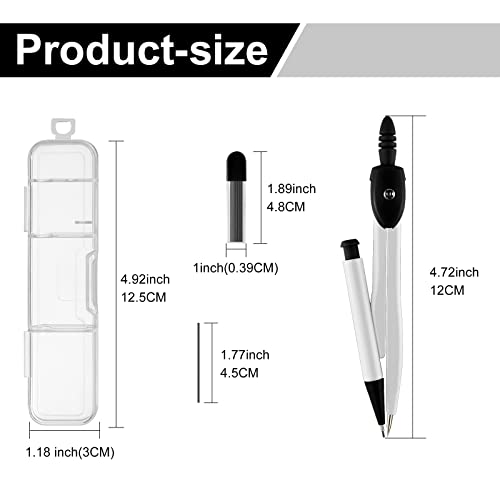 3 Packs Colorful Basic Metal Math Compass for Geometry Set,Extra Leads, Mechanical Pencil Desiged,Drawing Tools Compass for Students School Supplies and Office Supplies (Whit and Black) - color: Whit and Black