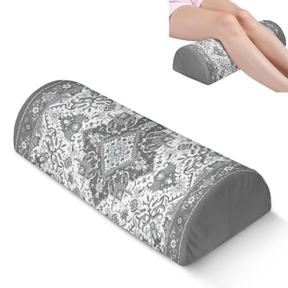 Knee Pillow for Back Sleeping – Half Moon Bolster Pillow for Legs,Under Knee While Sleeping Support, Leg & Back Pain Relief (21.5x9x5 Inches),Machine Washable Cover - color: Grey