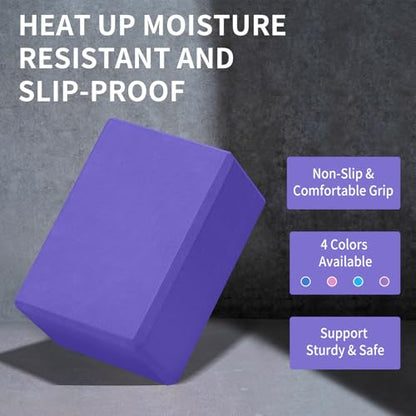 Yoga Blocks, Non Slip Yoga Bricks, Portable & Lightweight - color: 1팩-바이올렛-22.9x15.2x10.2cm(9x6x4인치), size: 9x6x4 IN