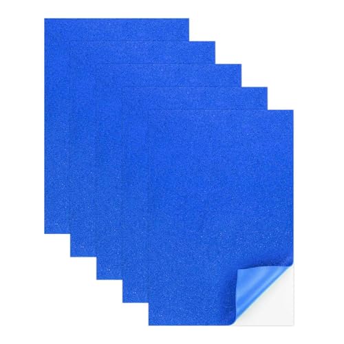 MECCANIXITY 5 Sheets Dark Blue Shiny Foam Sheets with Adhesive Backing, 8x12Inch Self-Adhesive Shiny EVA Foam Sheets Sticky EVA Paper Stickers for Art Crafts Projects, DIY Party Decoration - color: Dark Blue