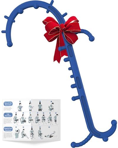 Back and Neck Massager for Pain Relief Deep Tissue, Upgraded Full Body Trigger Point Cane Massage Tools, Massage Stick Pressure Point Hook, Muscle Knot Remover Tool (Blue) - color: Blue