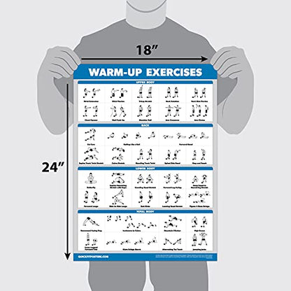 Palace Learning 3 Pack - Warm Up Exercises + Stretching Exercises + Yoga Workouts - Set of 3 Workout Charts (LAMINATED, 18” x 24”)