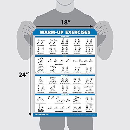 Palace Learning 3 Pack - Warm Up Exercises + Stretching Exercises + Yoga Workouts - Set of 3 Workout Charts (LAMINATED, 18” x 24”)