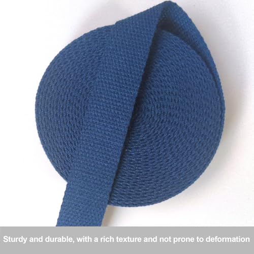 Heavy‑Duty Cotton Webbing Strap 1''x6yds Navy Blue for Bags | 2mm thick webbing for dog collars, backpack, bag handles, apron straps, slings, sewing repairs & DIY craft projects. - color: Navy