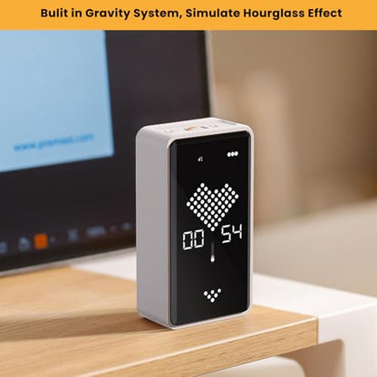 Digital Visual Timer, 0-99mins Sand Time with Gravity Sensor, Hourglass Animation, Type-C Rechargeable Magnetic Visual Timer for Classroom, Cooking, Fitness, Baking, ADHD(Black)