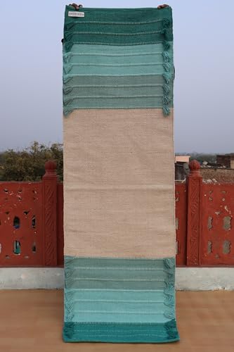 Jaipur Art & Rugs Cotton Yoga Rug - Eco-Friendly Hand-Woven Thick Mat (24”x72”x5mm) for Everyday Fitness at Home - Comfortable & Extra-Long - color: Multicolor 11