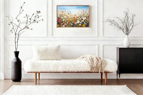 Wildflower Field 5D Diamond Painting Kits for Adults, Daisy Meadow 16x12" | Full round drill DIY crystal gem painting with tools for relaxing wall decor. Wildflower meadow field design, 16x12 inch. - color: FMA007