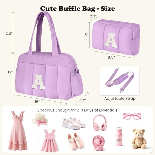 Initial Gym Duffle Bag, Carry On Bags for Women,Gift for Daughter - color: Purple, style: D