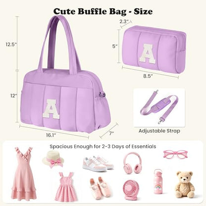 Initial Gym Duffle Bag, Carry On Bags for Women,Gift for Daughter - color: Purple, style: D