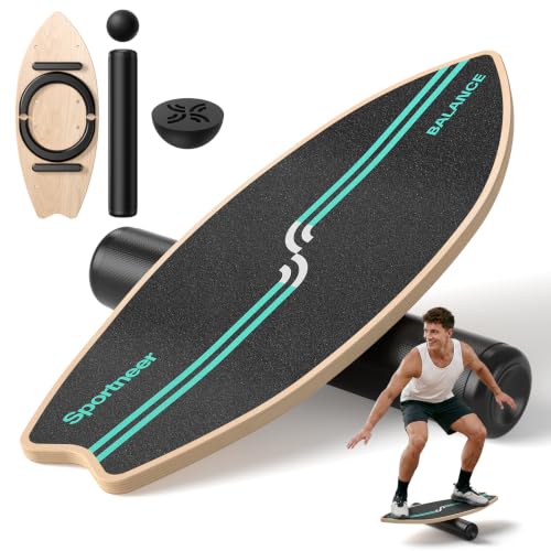 Sportneer Surf Balance Board, 8-in-1 Wooden Wobble Board - color: 터키석.