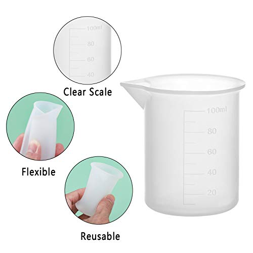 100ml Resin Measuring Cups, 9PCS 3 oz Graduated Silicone Resin Mixing Cups, Reusable Stir and Pour Tools for Epoxy Resin, Jewelry Casting Moulds, Acrylic Paint Pouring, Cup Making - size: Small-100ml*9