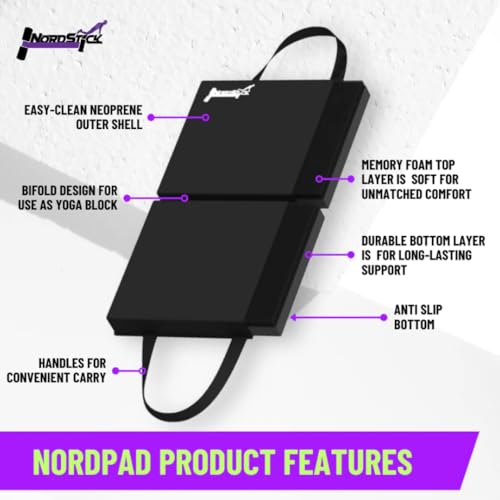 Nordstick Nordic Curl Knee Pad - Premium Soft Feel and Extra Thick - Pad Provides Cushion for Knees and Elbows - Durable & Portable Exercise Mat For Many Workouts And Everyday Tasks - size: Compact