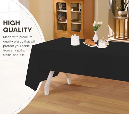 Utopia Kitchen Plastic Table Cloth Disposable [Black, 6 Pack] | Rectangle Tablecloth Waterproof Stain Resistant Party Table Cover - color: Black, size: 54X108 Inch - 6PC