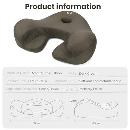 Meditation Cushion Memory Foam Floor Pillow for Cross Legged Sitting - color: Dark Green