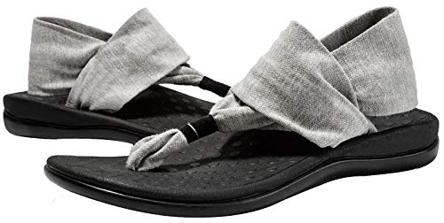LLSOARSS Women's Plantar Fasciitis Feet Yoga Sling Sandal Arch Supports Orthotics Flip Flops Relieve Flat Feet, High Arch, Foot Pain - color: Grey, size: 7