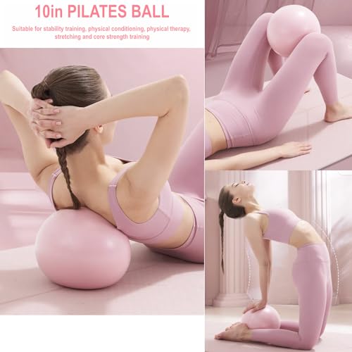 Nuplot Pilates Equipment, Pilates Kit for Home Workouts, Pilates Essentials Kit for Women, Home Pilates Kit with Pilates Ring and Ball Set, Booty Bands, Figure 8 Resistance Band, Yoga Band - color: Pink