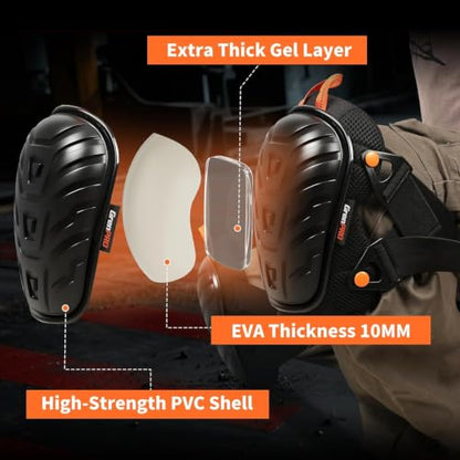GRENPRO Heavy Duty Work Knee Pads, Quick Release Buckle for Construction - color: Upgraded Black