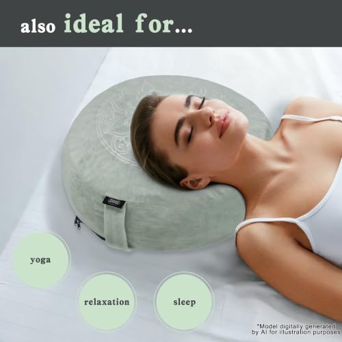 Meditation Cushion,Comfortable Floor Pillow, Memory Foam Fill in Meditation Pillow with Velvet Cover,Floor Cushion Seating for Adults,Premium Yoga Bolster (Grey)