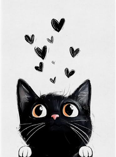 Black Cat Diamond Art Kits for Adults Diamond Painting Kit for Beginner | Bathroom Animal 5D Funny DIY Diamond Dots Full Drill Crafts for Gem Art Dot Art for Adults Home Wall Decor for Teens 12x16 in - color: DP03739