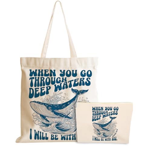 Whale Shark Makeup Bag Canvas Tote Bag Gifts for Women Friend Birthday Beach Shopping Appreciation Christmas - color: Throuchisaiah 386