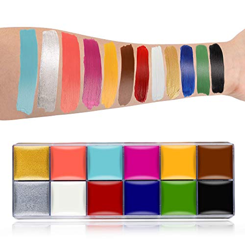 Face Paint Kit Sfx Makeup Special Effects Makeup Set | SFX Makeup Kit with Wound Scar Wax, Fake Scab Blood, Makeup Spatula for Halloween Cosplay Professional Face Paint Palette Set - color: Bright tone