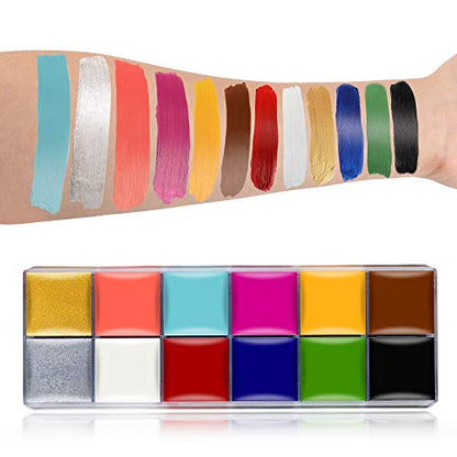 Face Paint Kit Sfx Makeup Special Effects Makeup Set | SFX Makeup Kit with Wound Scar Wax, Fake Scab Blood, Makeup Spatula for Halloween Cosplay Professional Face Paint Palette Set - color: Bright tone
