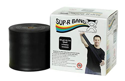 Cando - 1616473 CanDo 10-6325 Sup-R Latex Free Exercise Band, 50 yd Roll, Black-X-Heavy - color: Black: X-Heavy, size: 50 yd