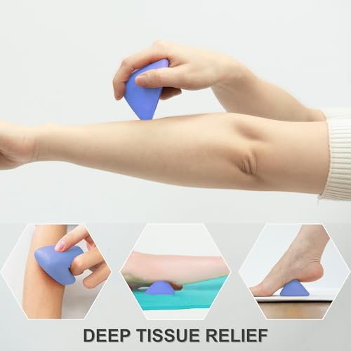 LEZER, Trigger Massage Point, Manual Massage Ball, Muscle Knots Relief Tool, Myofascial Release, Physical Therapy, Plantar Fasciitis, Set of 2 (Blue Trigger and Black Ball) - style: 08 - Trigger Blue + Hard Ball
