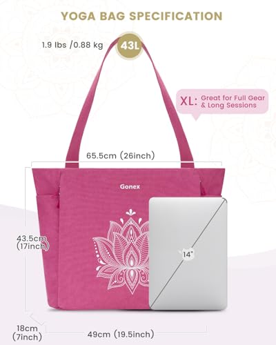 Gonex Yoga Mat Bag with Zipper Mat Carrier Canvas Gym Tote | Durable Canvas, Zipper Closures Prevent Slipping, Quick Access, Bottle Holder, Fits Yoga Blocks, Gym & Travel Use - color: Rose Red, size: X-Large(19.5×7×17inch)